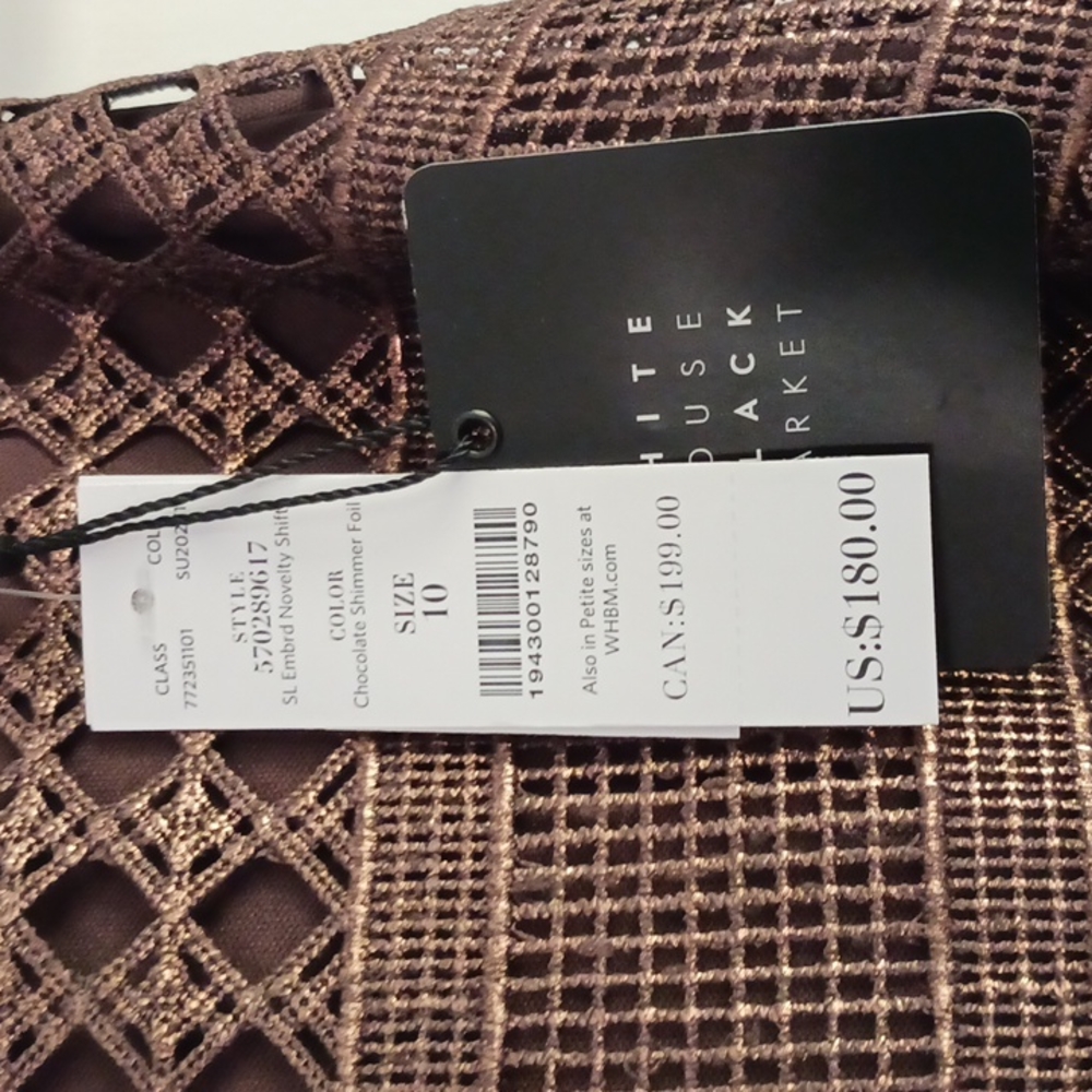 White House Black Market, size 10, Bronze Gold dress